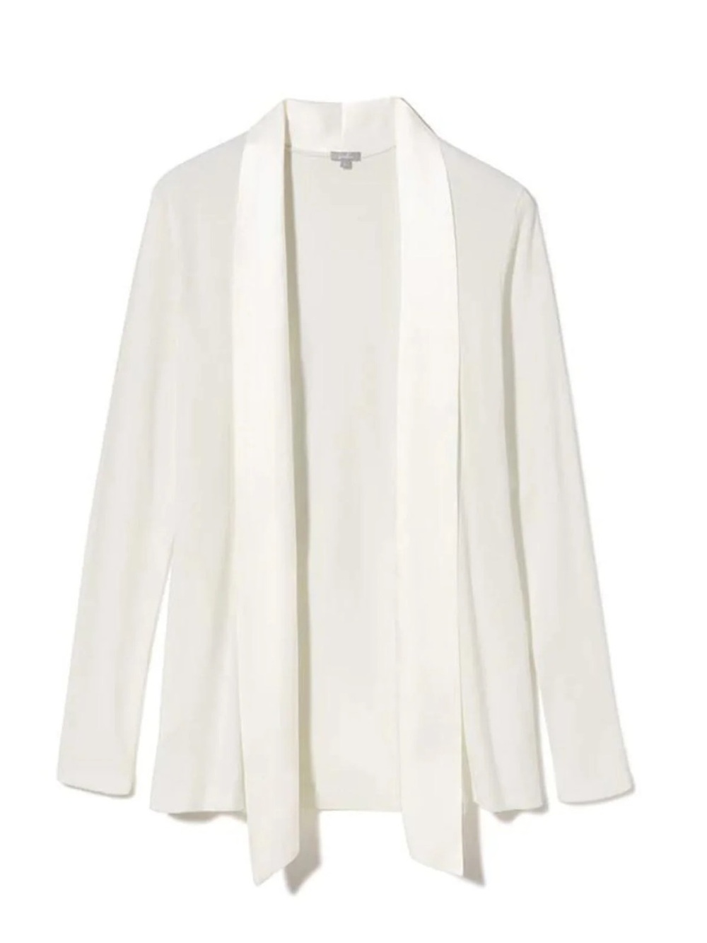 PJ Harlow Shelby Rib Knit Cardigan With Satin Trim Pearl